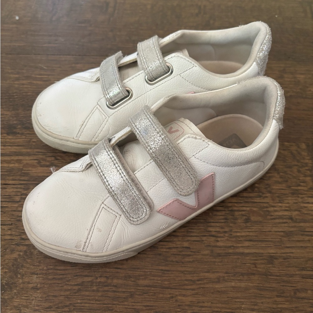 Veja Kids White and Silver Sneakers